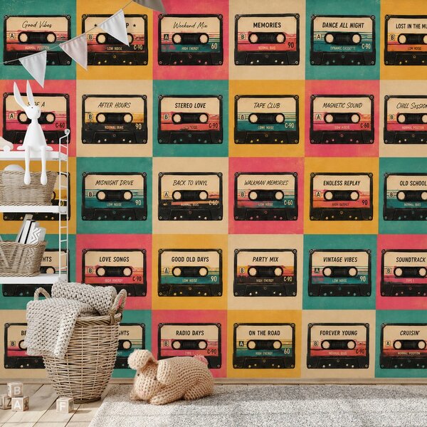 Tapeta retro kazete u vintage stilu