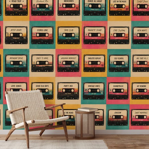 Tapeta retro kazete u vintage stilu