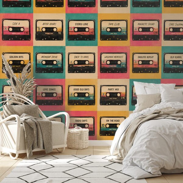 Tapeta retro kazete u vintage stilu