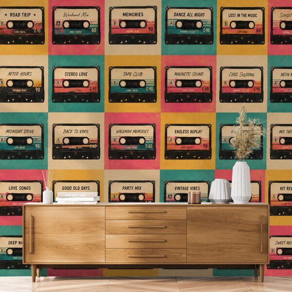 Tapeta retro kazete u vintage stilu