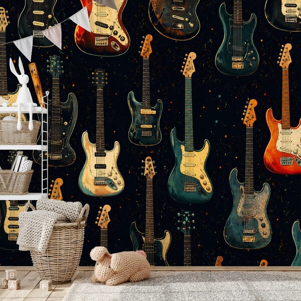 Fototapeta retro električne gitare na tamnoj pozadini
