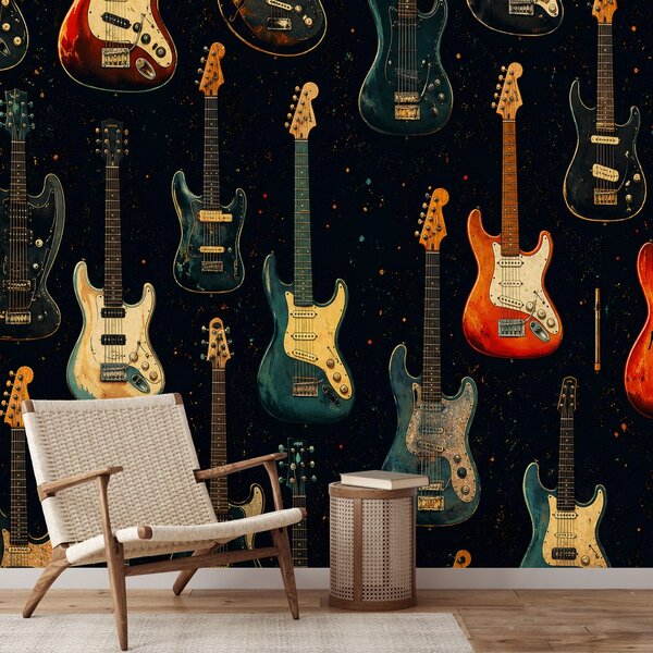Fototapeta retro električne gitare na tamnoj pozadini