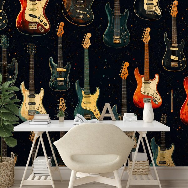 Fototapeta retro električne gitare na tamnoj pozadini