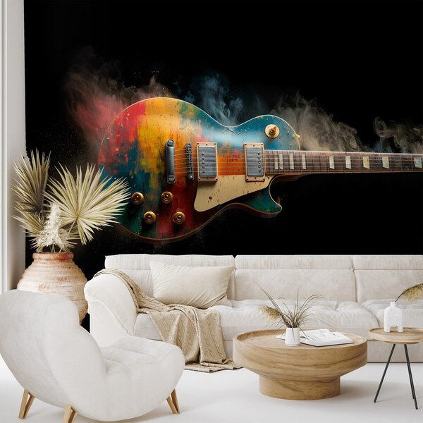 Fototapeta šarena električna gitara u dimu