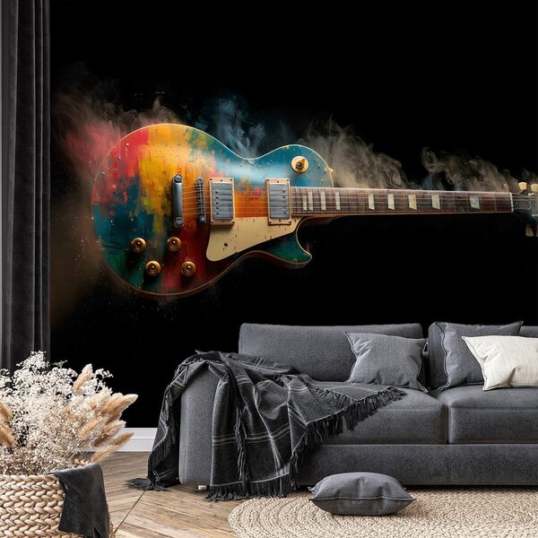 Fototapeta šarena električna gitara u dimu