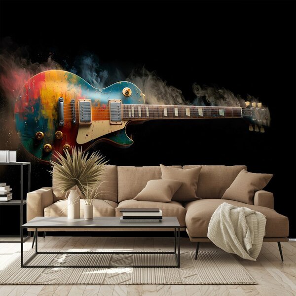Fototapeta šarena električna gitara u dimu