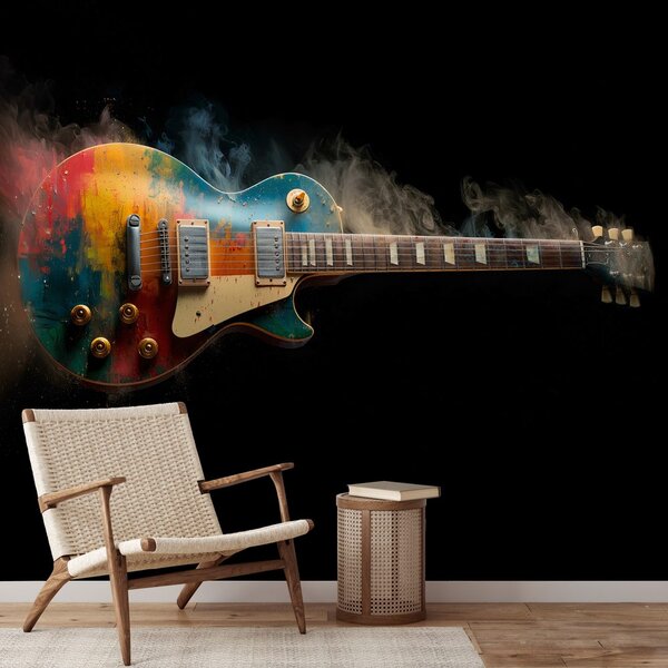 Fototapeta šarena električna gitara u dimu
