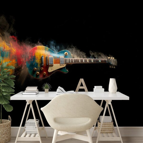 Tapeta šarena gitara na crnoj pozadini