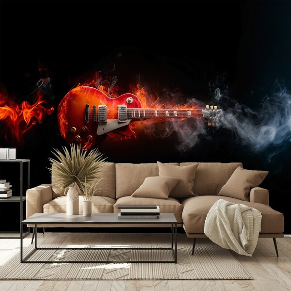 Fototapeta goruća električna gitara u dimu