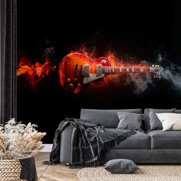 Fototapeta goruća električna gitara u dimu