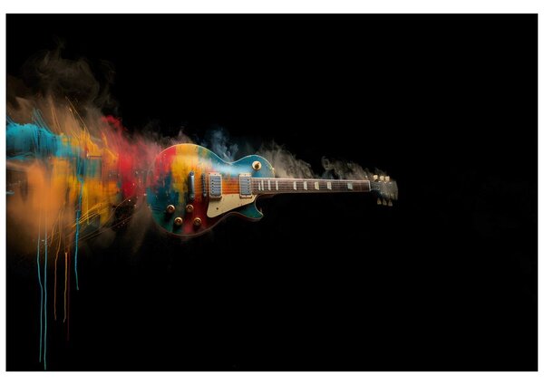 Fototapeta šarena električna gitara na crnoj pozadini