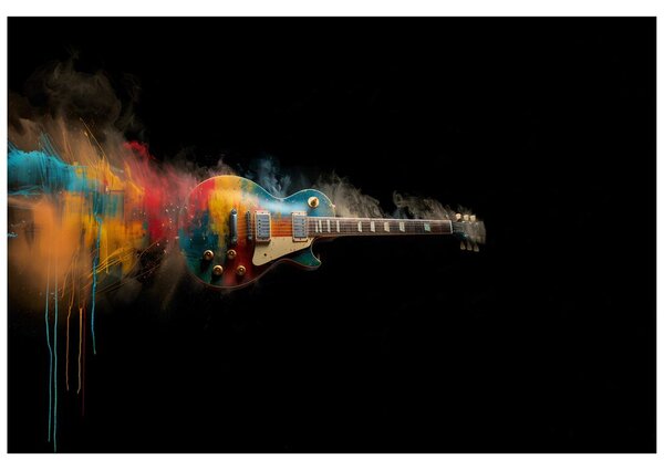 Tapeta šarena gitara na crnoj pozadini