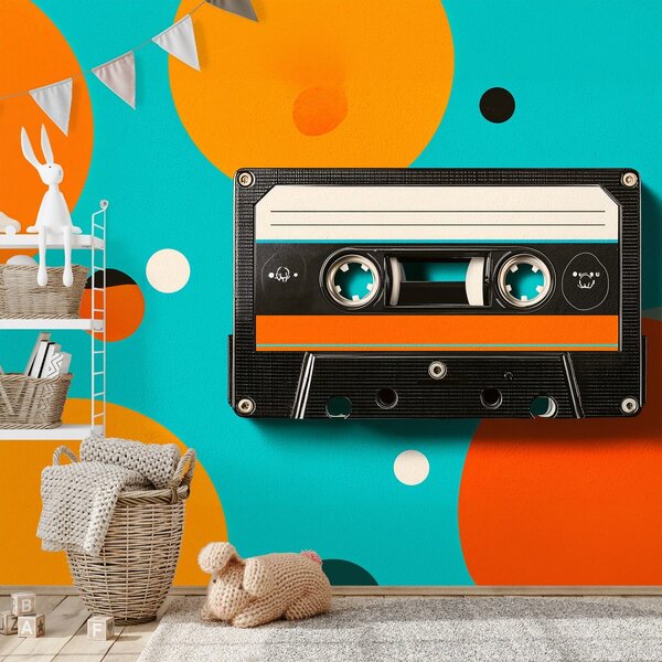 Fototapeta retro kazeta na šarenim krugovima