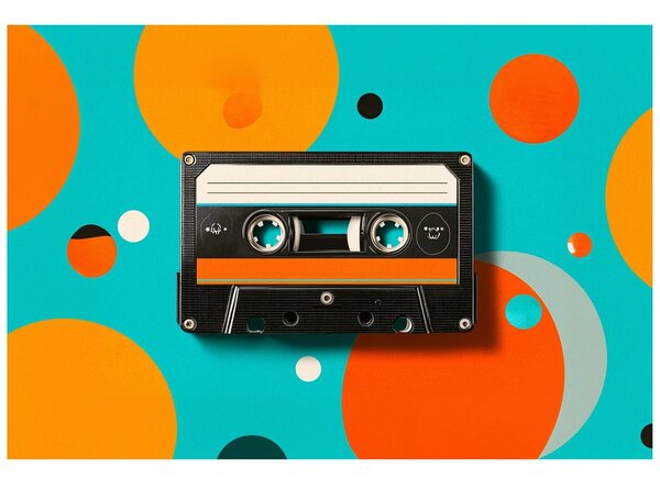 Fototapeta retro kazeta na šarenim krugovima