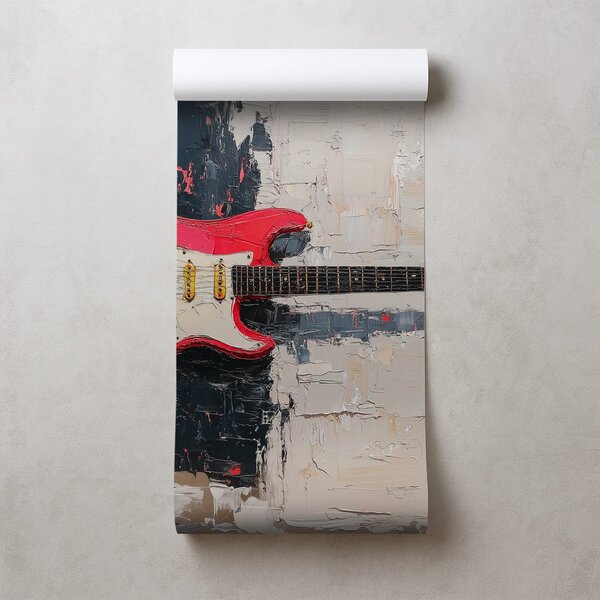 Fototapeta crvena električna gitara na apstraktnom pozadini