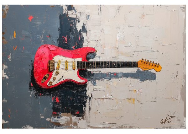 Fototapeta crvena električna gitara na apstraktnom pozadini