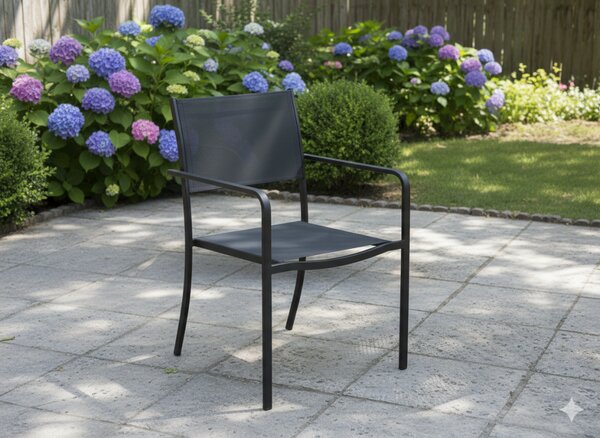 Elegantna metalna vrtna stolica - crna