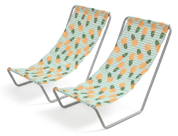 Set 2 kom sklopivih plažnih ležaljki SAND PINEAPPLE, šarene