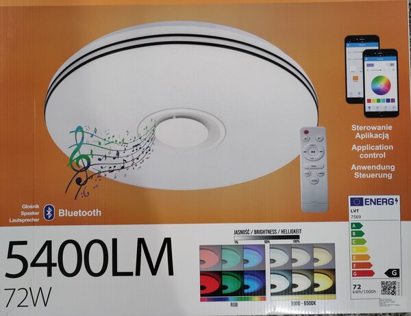 Nevada LED stropna svjetiljka 72W 500mm RGBW CCT- zvučnik