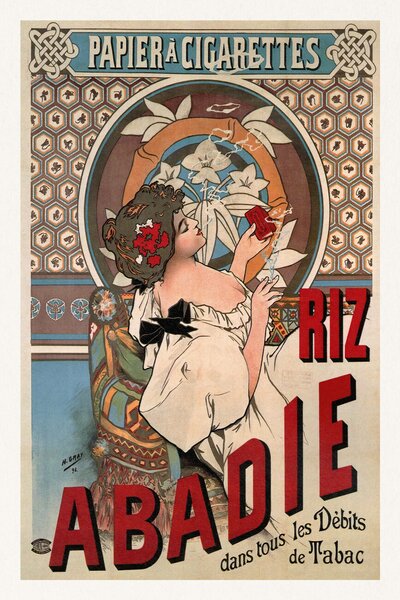 Reprodukcija umjetnosti Riz Abadie (Vintage Art Nouveau Cigarette Advert) - Alfons / Alphonse Mucha, (26.7 x 40 cm)