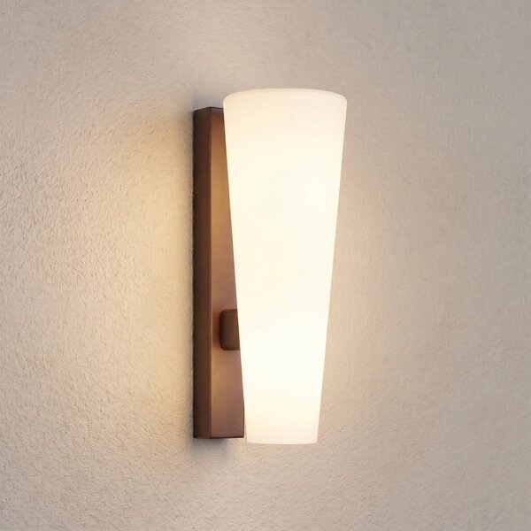Lucande Jovra vanjska zidna LED svjetiljka, Corten čelik, visina 32 cm, Smeđa / hrđa, Staklo