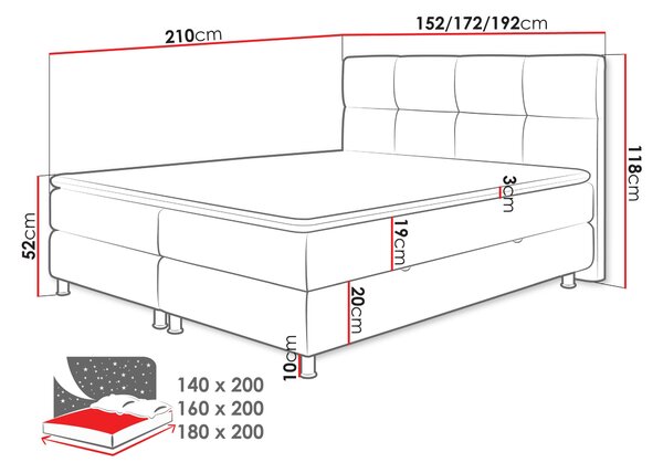 Bračni krevet Boxspring 160 cm Cinara (manila 02)