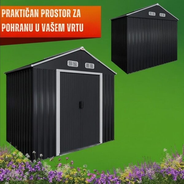 Vrtna kućica za alat XL, 196x132x188cm, antracit Gardebruk