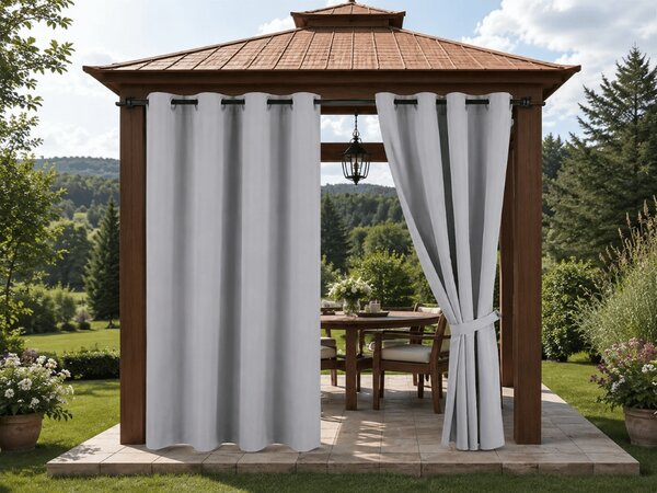 Vrtna zavjesa GARDIO EASY vodootporna 150x220 cm, siva Sistem za vješanje: Metalni prstenovi