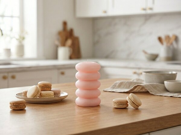 Stupasta svijeća MACARON 11,5 cm ružičasta