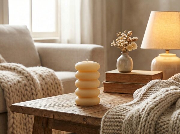 Stupčasta svijeća MACARON 11,5 cm svijetlo žuta