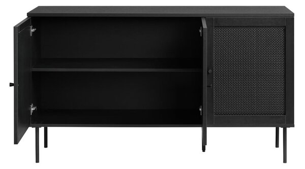 Crna niska komoda u dekoru hrasta 140x80 cm Pensacola - Unique Furniture