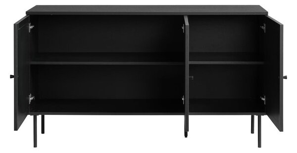 Crna niska komoda u dekoru hrasta 140x80 cm Pensacola - Unique Furniture