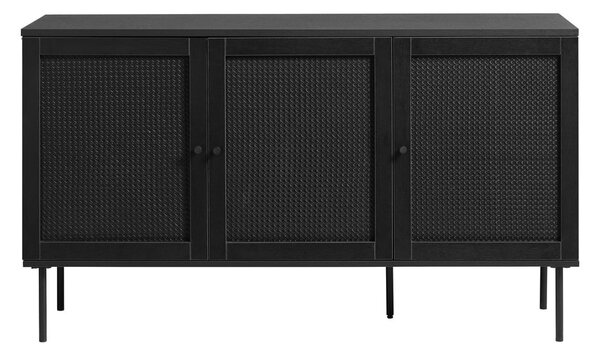 Crna niska komoda u dekoru hrasta 140x80 cm Pensacola - Unique Furniture