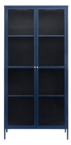 Tamnoplava metalna vitrina 90x190 cm Bronco - Unique Furniture