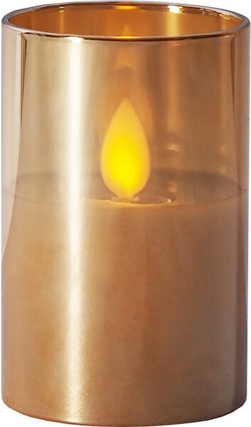 Narančasta LED voštana svijeća u Star Trading M-Twinkle staklu, visina 7,5 cm