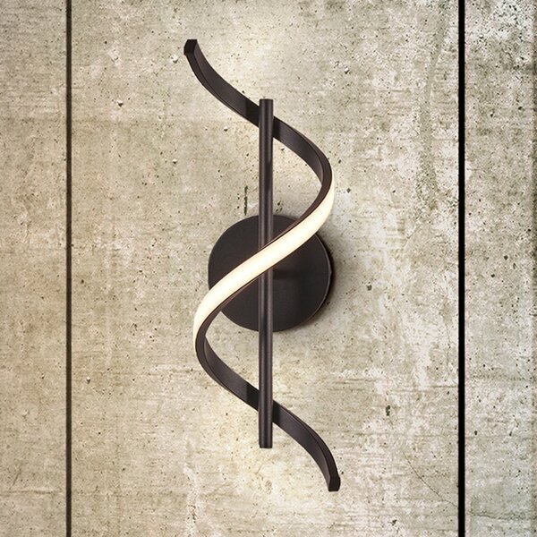 Schuller Valencia Boa LED zidna svjetiljka, mat crna, visina 50 cm, metal, Crno, Područje hodnika, Aluminij