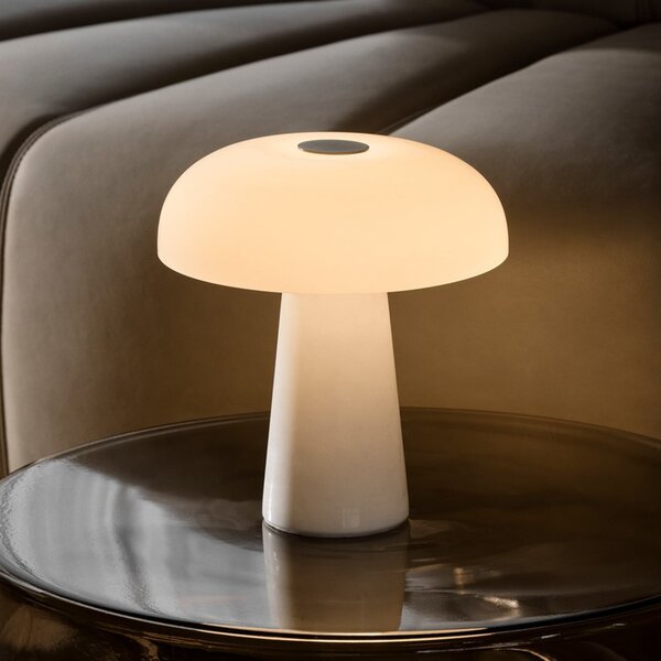 DFTP by Nordlux Sjajna mini LED punjiva stolna lampa, bijeli mramor, prigušiva, prigušiva, Bijela, Dnevni boravak/blagovaonica, Mramor