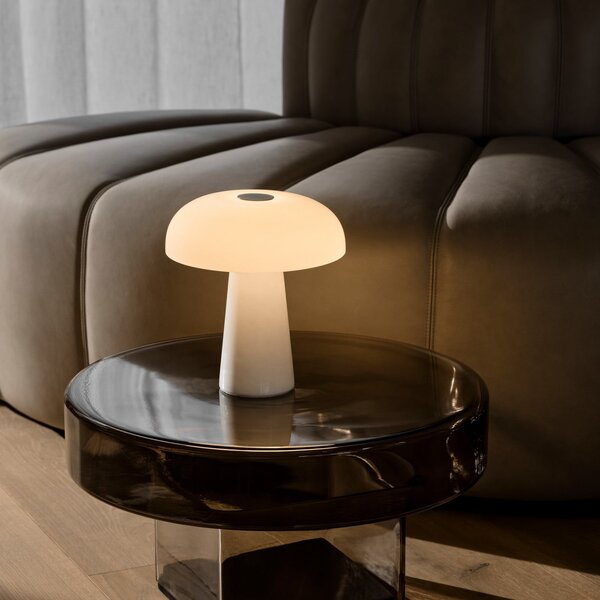 DFTP by Nordlux Sjajna mini LED punjiva stolna lampa, bijeli mramor, prigušiva, prigušiva, Bijela, Dnevni boravak/blagovaonica, Mramor