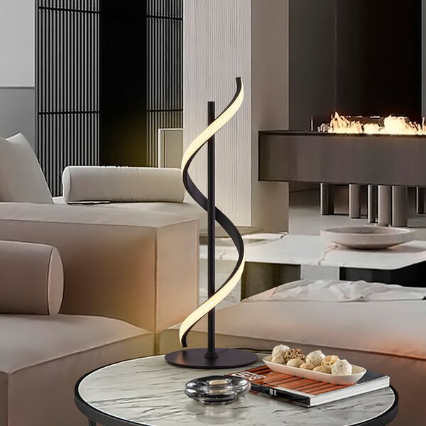 Schuller Valencia LED stolna lampa Boa, mat crna, visina 60 cm, metal, Crno, spavaća soba, Aluminij