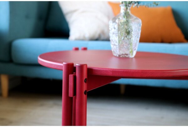 Crveni okrugao stolić za kavu od masivnog bora ø 60 cm Sticks – Karup Design