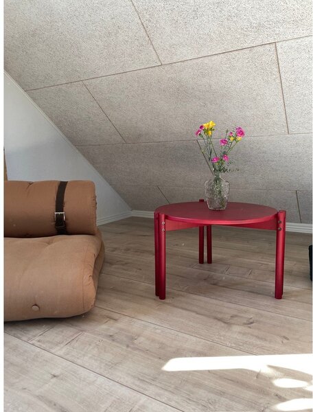 Crveni okrugao stolić za kavu od masivnog bora ø 60 cm Sticks – Karup Design