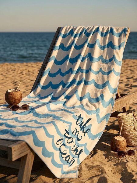 Sinsay - Ručnik za plažu s uzorkom valova i natpisom