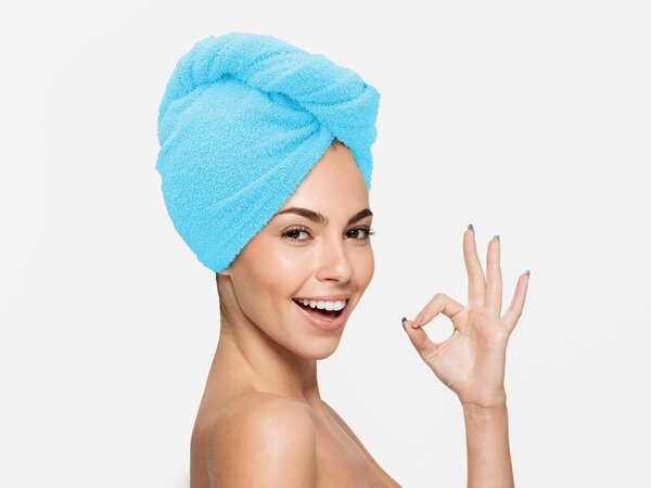 Turban za kosu od frotira koji se brzo suši tirkizni, 100% pamuk