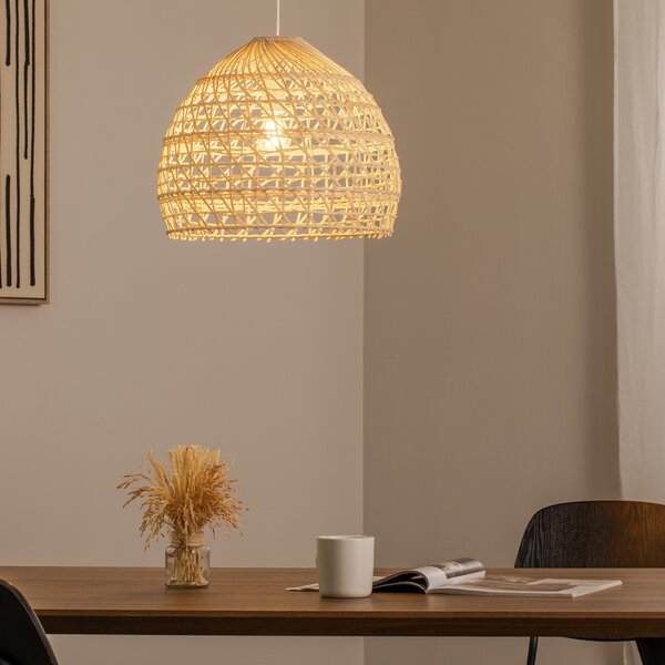 Nowodvorski Lighting BOHO viseća svjetiljka, Ø 43 cm, prirodno smeđa, ratan, E27, prigušiva, Drvo, Dnevni boravak/blagovaonica, Drvo