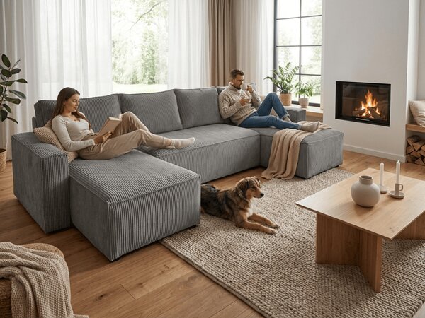 Kutna garnitura u obliku slova U SMART COSARO 295x140 cm, siva