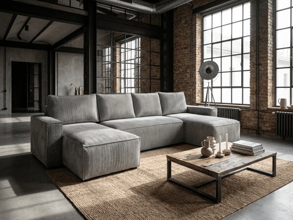 Kutna garnitura u obliku slova U SMART COSARO 295x140 cm, svjetlosiva