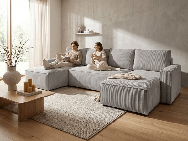 Kutna garnitura u obliku slova U SMART COSARO 295x140 cm, svjetlosiva