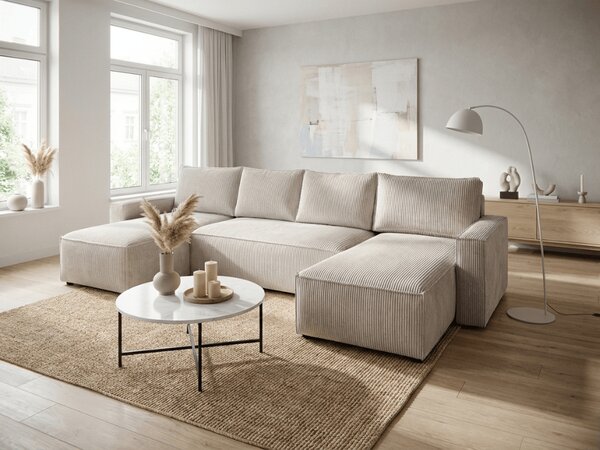 Svjetlobež kutna garnitura u obliku slova U SMART COSARO 295x140 cm