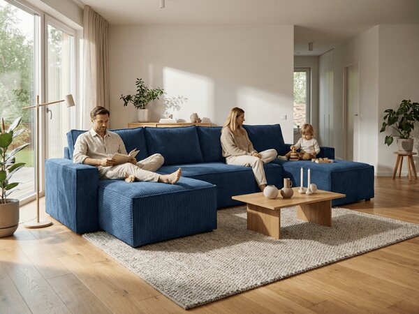 Kutna garnitura u obliku slova U SMART COSARO 295x140 cm, tamno plava