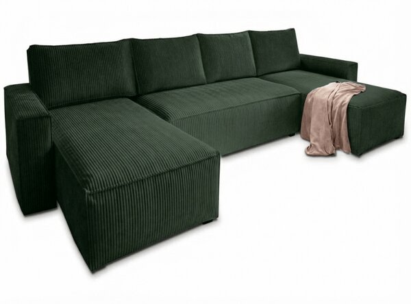 Kutna garnitura u obliku slova U SMART COSARO 295x140 cm, tamnozelena